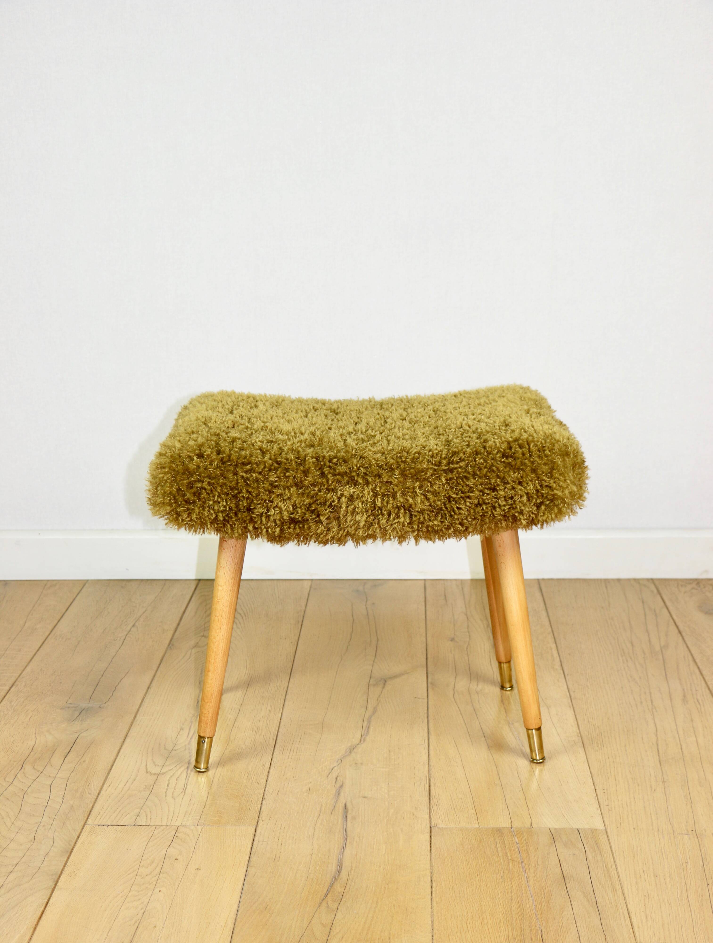 Edmund Homa stool high seat khaki / olive - golded beech legs
