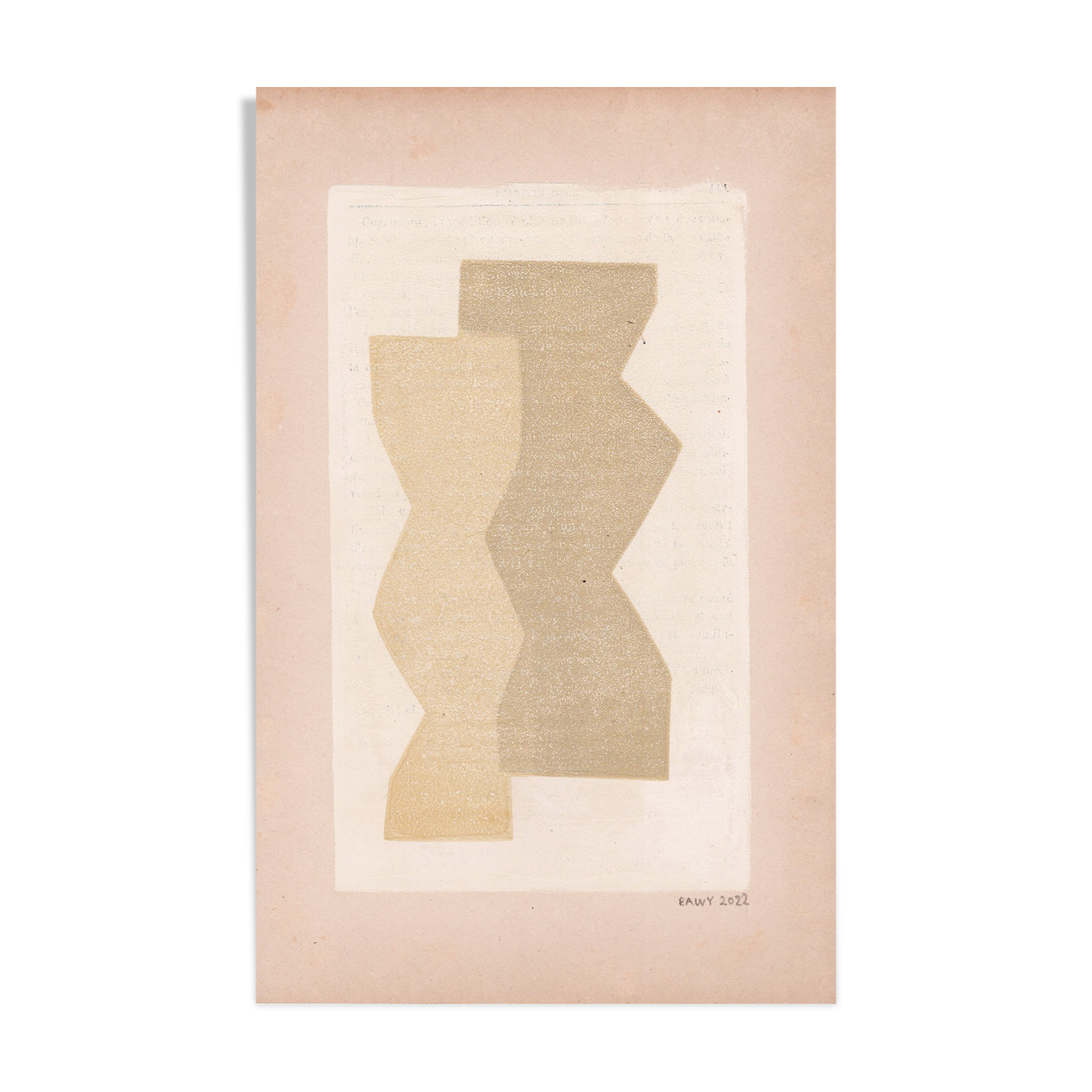 Painting on old paper M707 signed Eawy