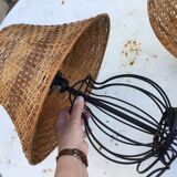 Pair of rattan bedside lampshade