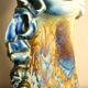Vase en céramique émaillée, pièce unique, signé D. Prioton, col coquillage