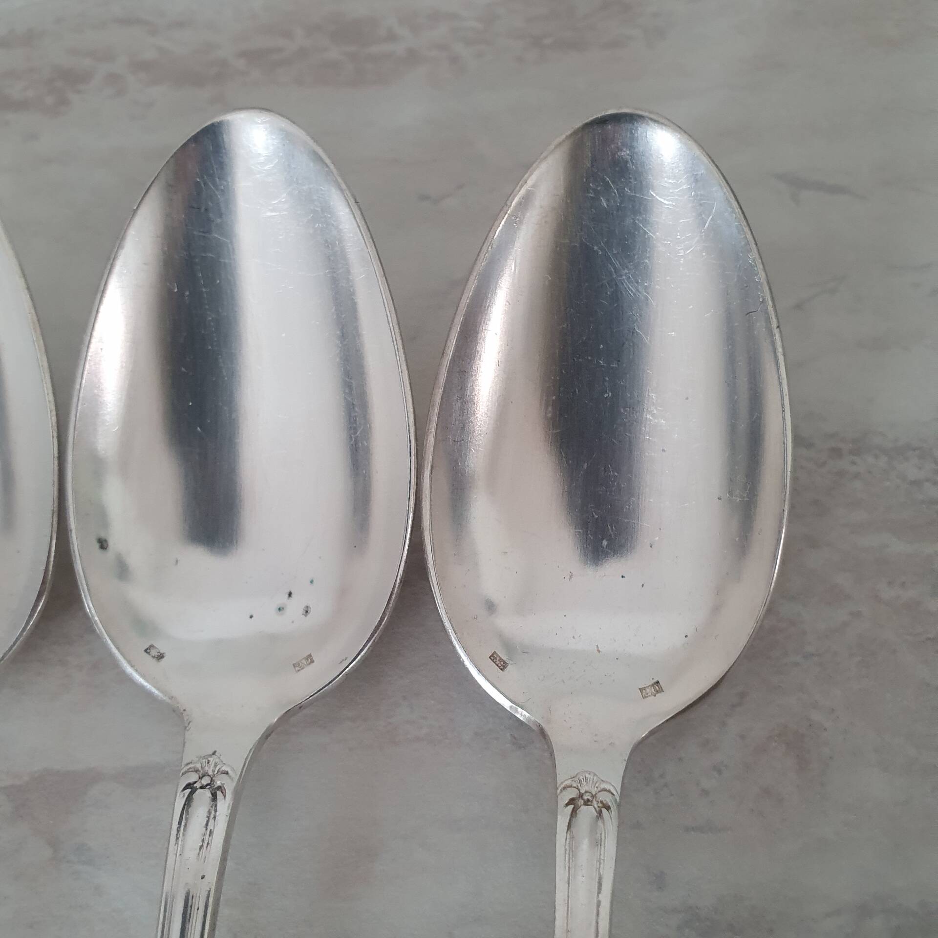 Large silver-plated metal spoon (silver hallmark) Louis XV style