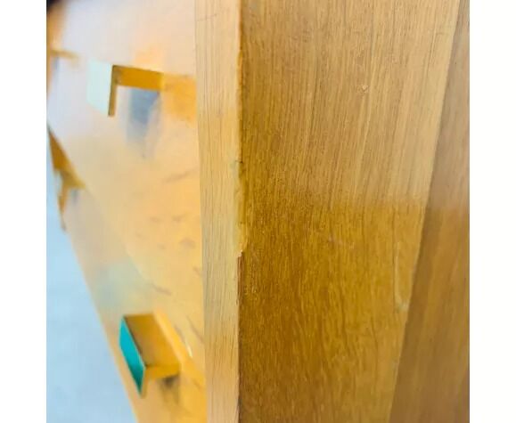 Chest of drawers chiffonnier feet compass 50s blond wood