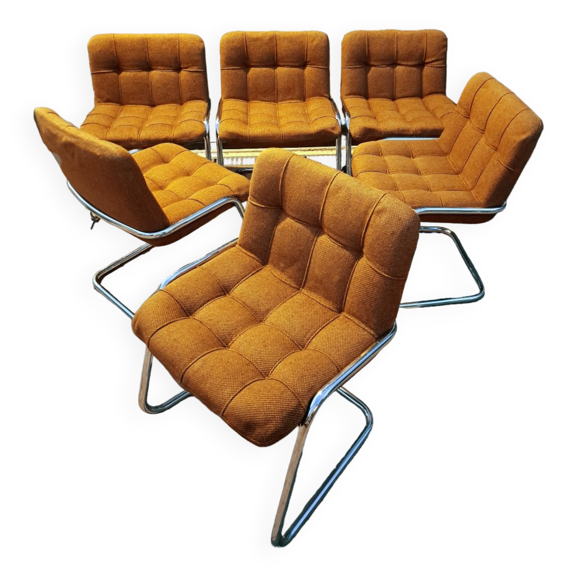 Suite of 6 armchairs airborne storm yves christin

1970's