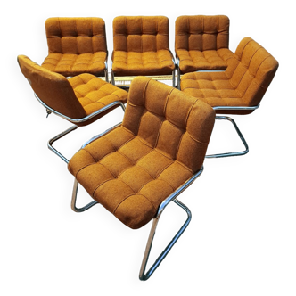 Suite de 6 fauteuils storm d'Yves Christin, airborne 1970