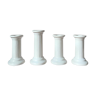 Set de 4 supports de bougie blanche vintage colonne céramique suédois de Guldkroken