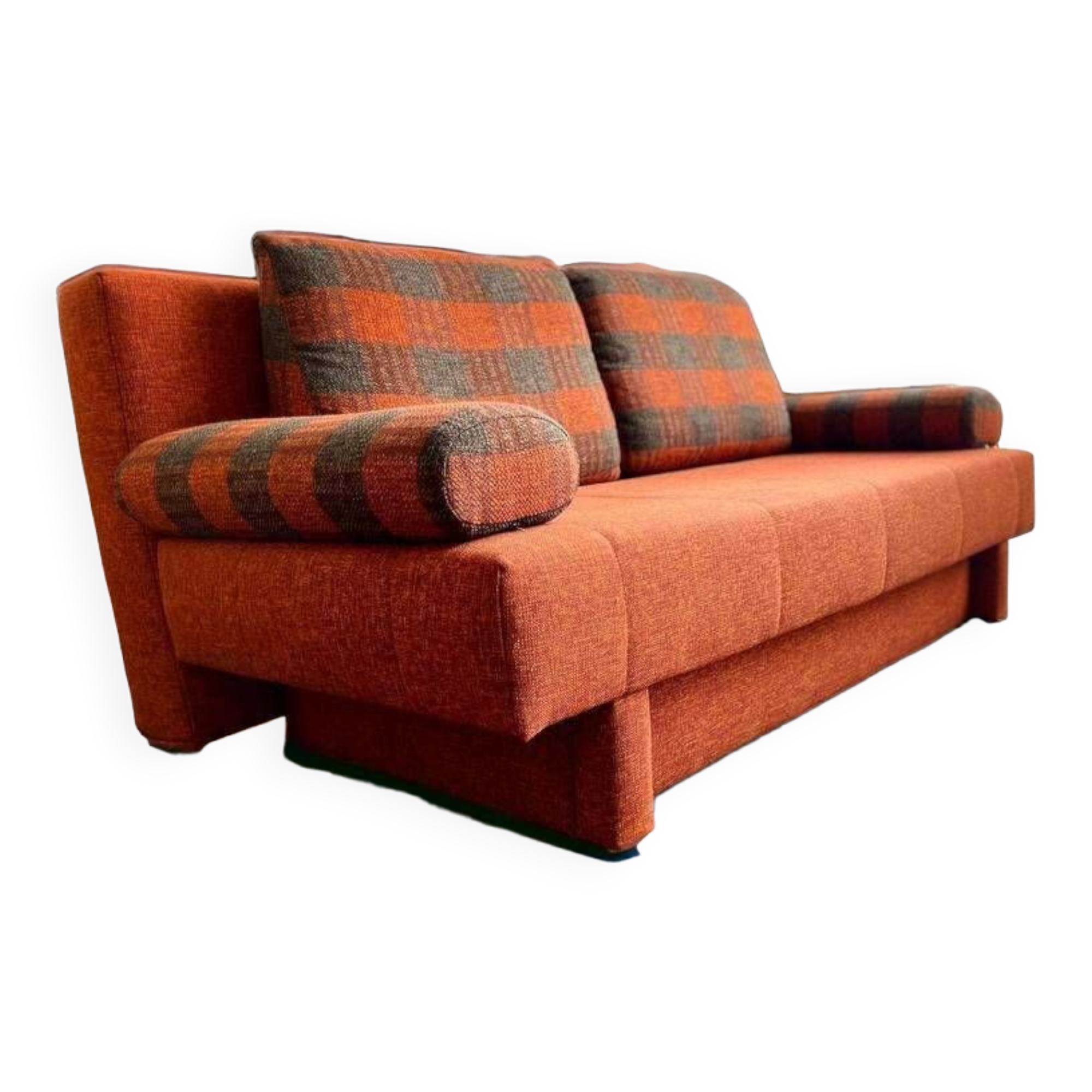 Méridienne / canapé / canapé lit orange vintage pour 2 personnes