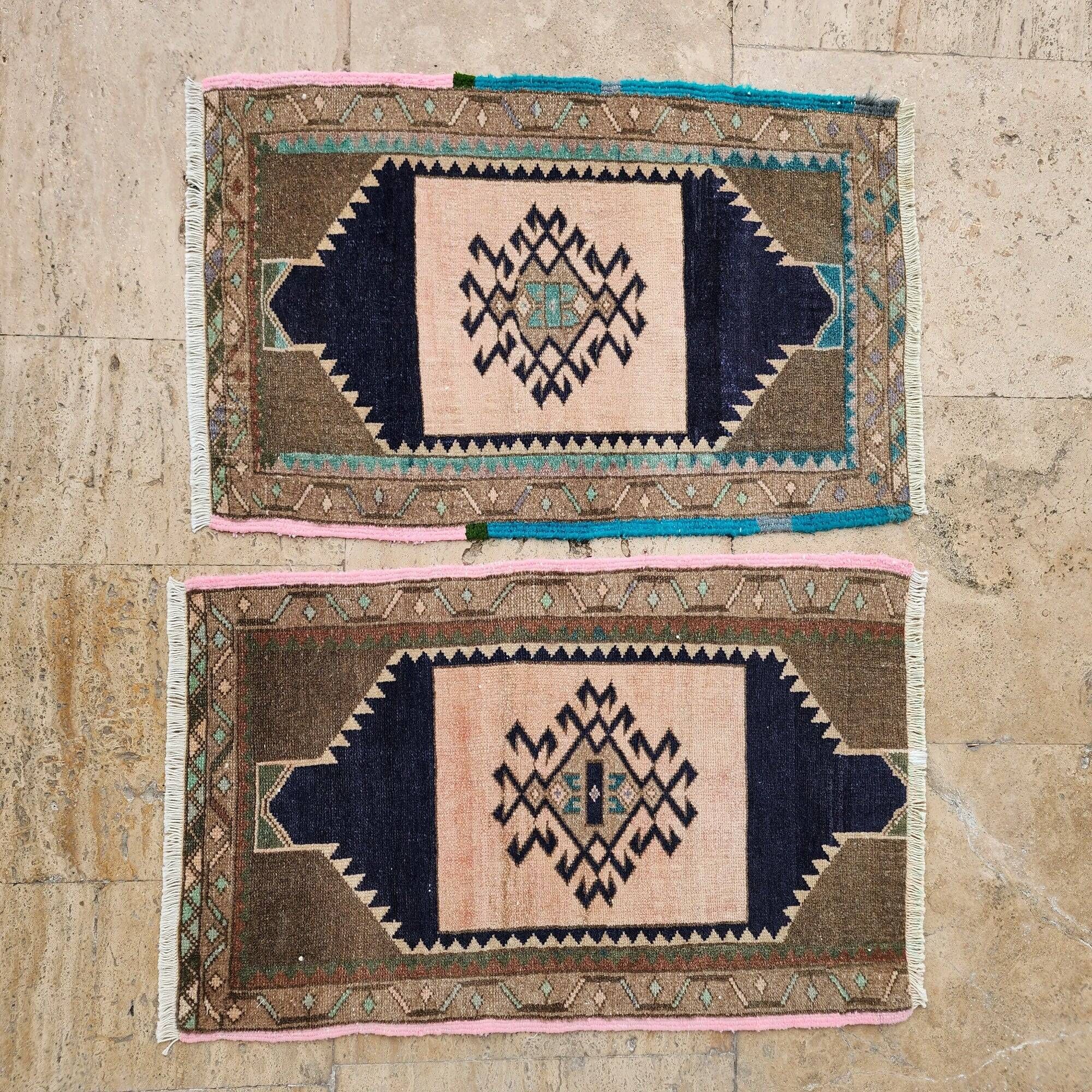 Set of 2 vintage handmade Turkish rugs 51x82 cm