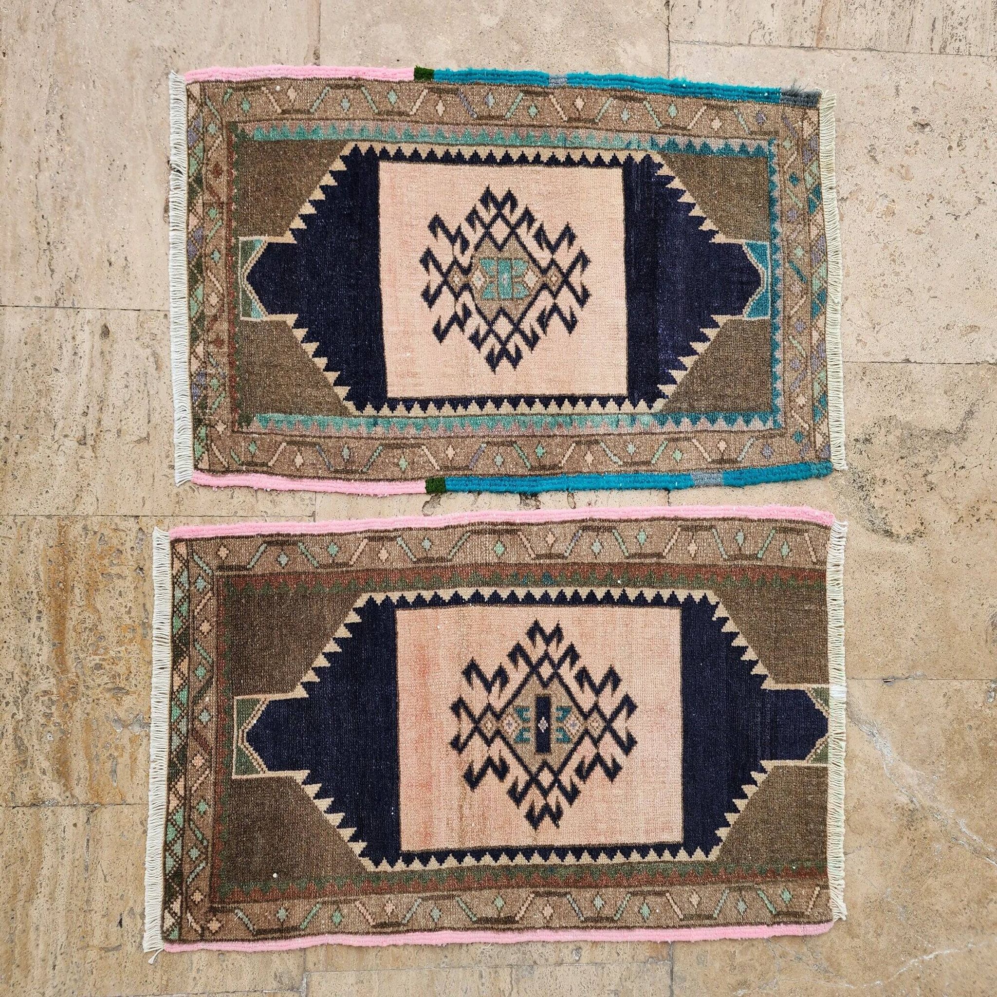 Set of 2 vintage handmade Turkish rugs 51x82 cm
