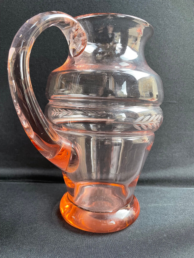 Service for 4 people - Art Deco - Glass or 1/2 pink crystal blown and cut
