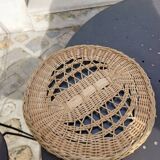 Round wicker and glass tray