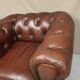 Brown brown leather chesterfield armchairs