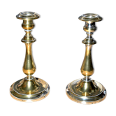 Antique candle holders in christofle brass punched gold