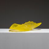 Yellow murano glass shell bowl, luigi mellara, 1970s