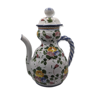 Mediterranean Ceramic Pitcher Made in Italy Hand Painted Floral Pattern