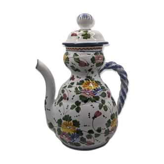 Mediterranean ceramic pitcher with hand-painted floral motif decoration, Italy