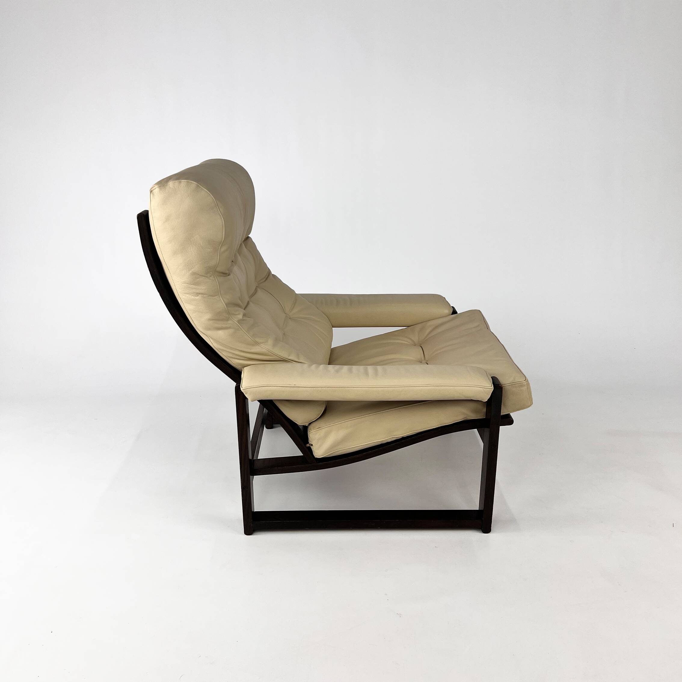 Fauteuil Scandinave en Cuir, Chêne et Bouleau, 1960