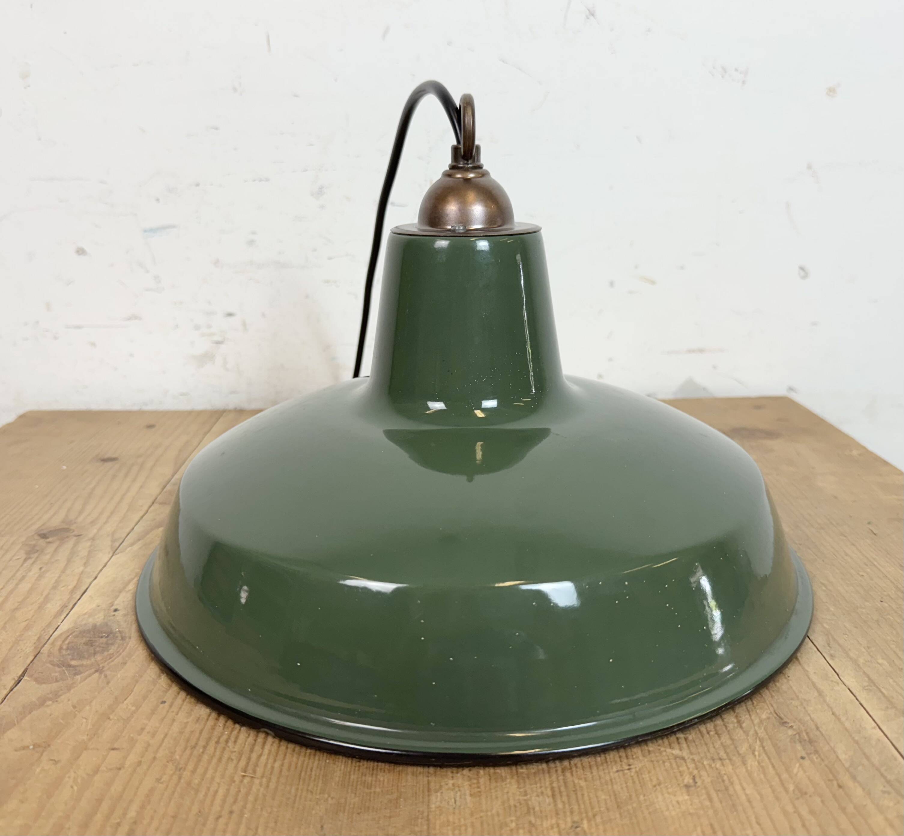 Industrial Green Enamel Factory Pendant Lamp from Multi Electrical Co,1960s