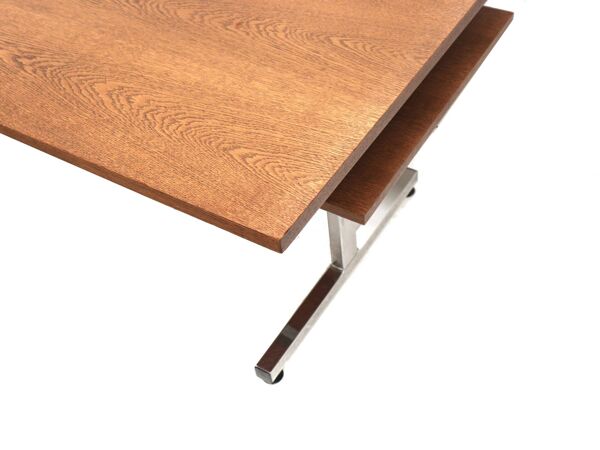 Grande table vintage en wengé, utilisable comme table à manger, table de conférence ou bureau, datant des années 1970.