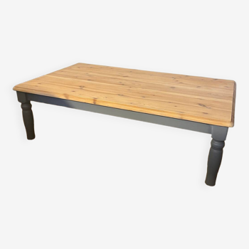 Grande table basse en bois massif style table de ferme