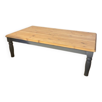 Grande table basse en bois massif style table de ferme