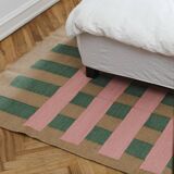 Tapis en jute à rayures roses et vertes 170x240cm