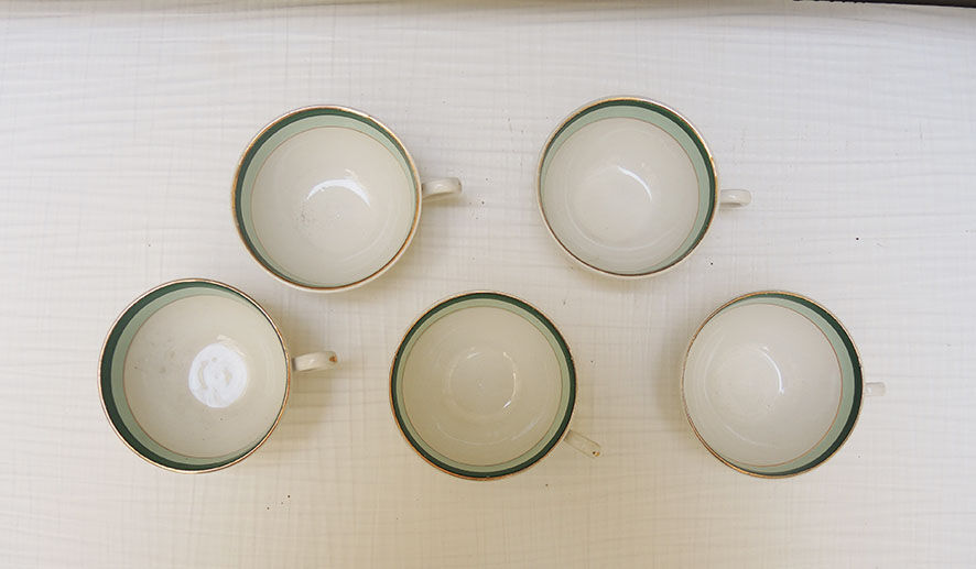 5 old cups & saucers in ceramic KG Lunéville