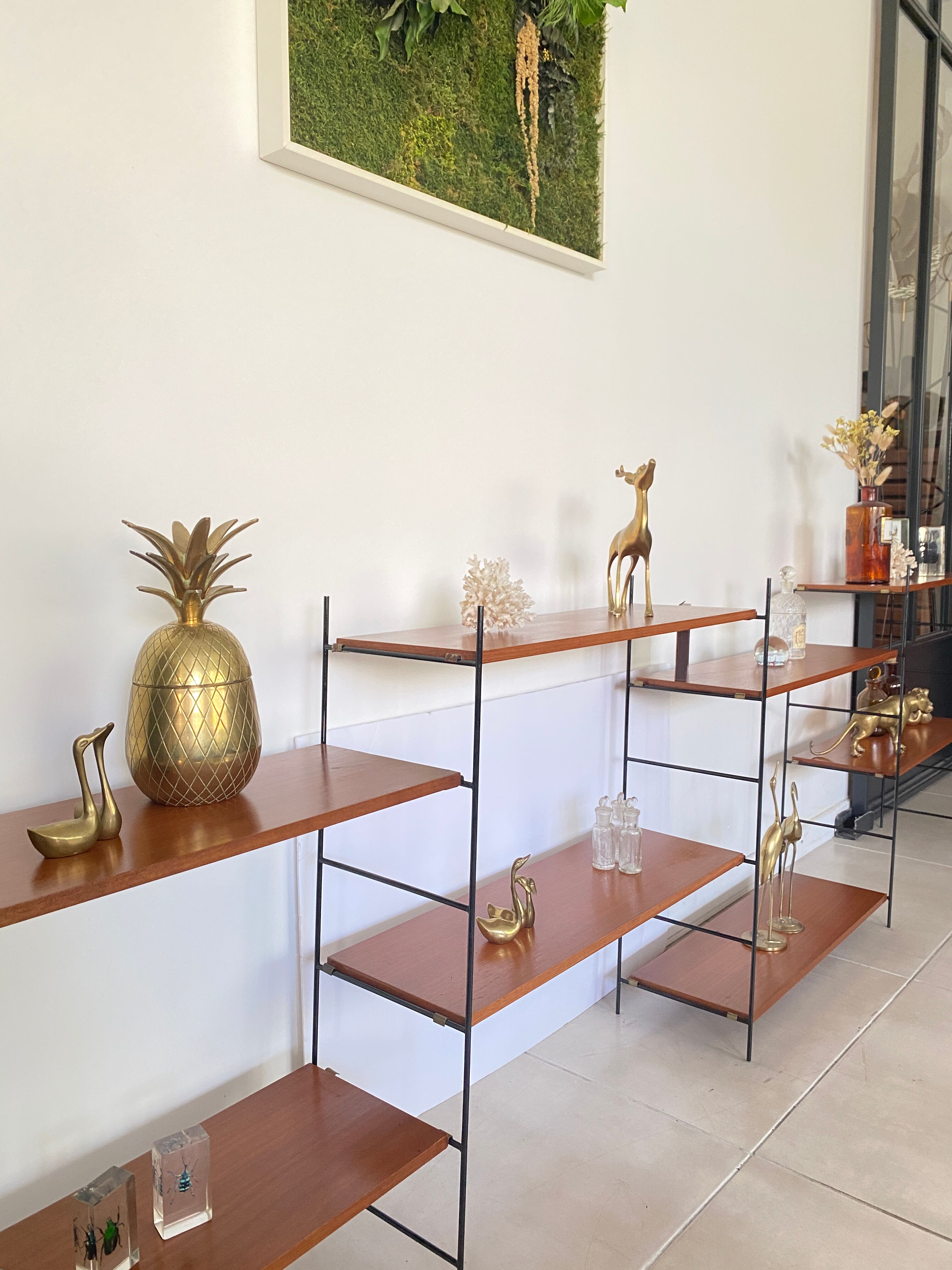 Vintage wooden string shelves