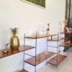 Vintage wooden string shelves