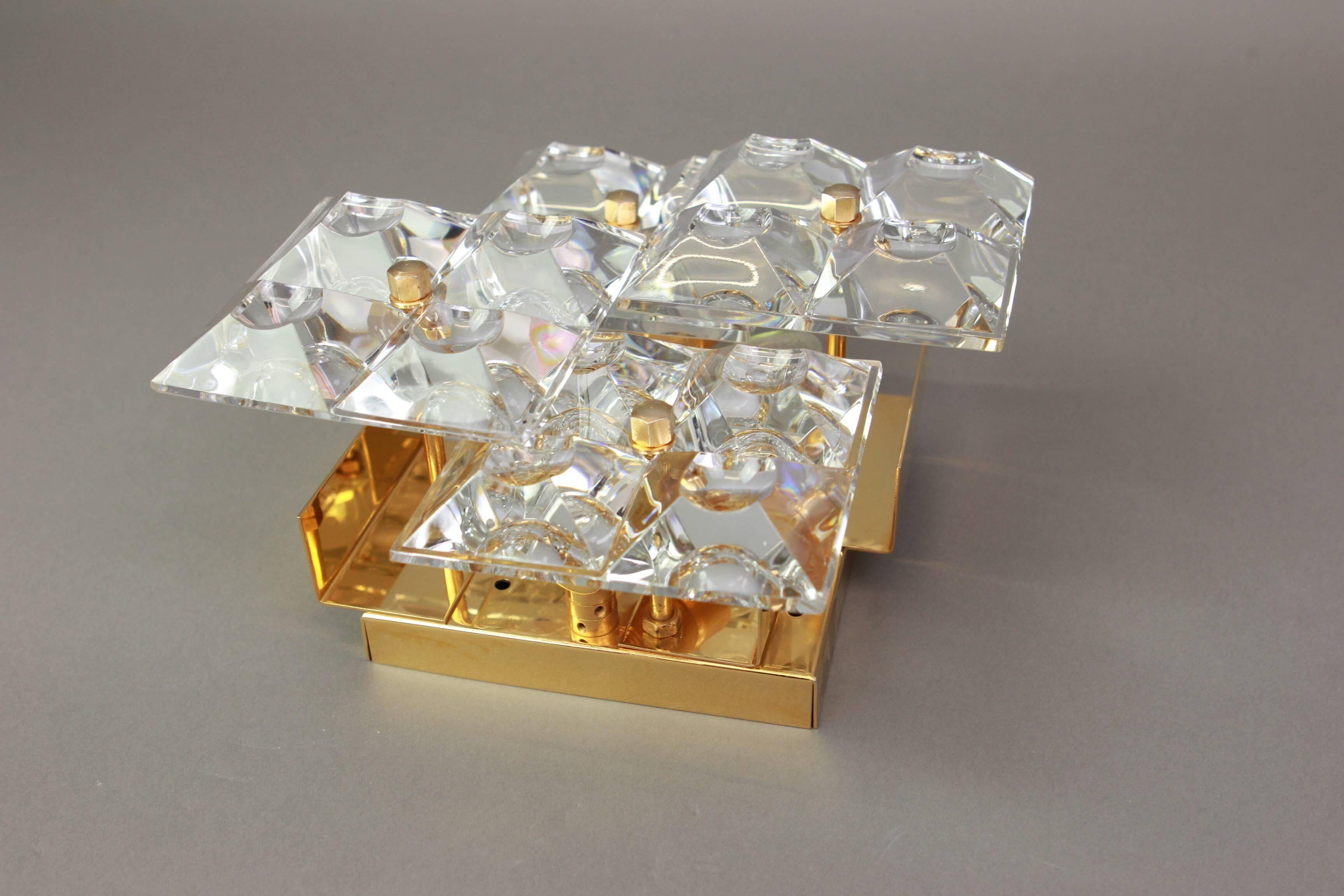 Pair of crystal wall lights by Kinkeldey, Germany, 1970s.