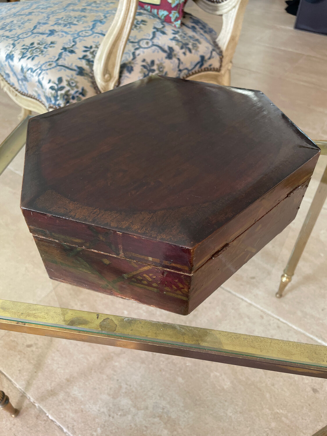Old varnished wooden box