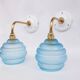 Vintage brass and blue glass wall lights
