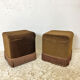 Paire de poufs 70's en velours marron