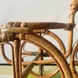 Vintage plant holder tricycle in bamboo and rattan