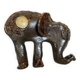 Iridescent ceramic elephant candlestick signed