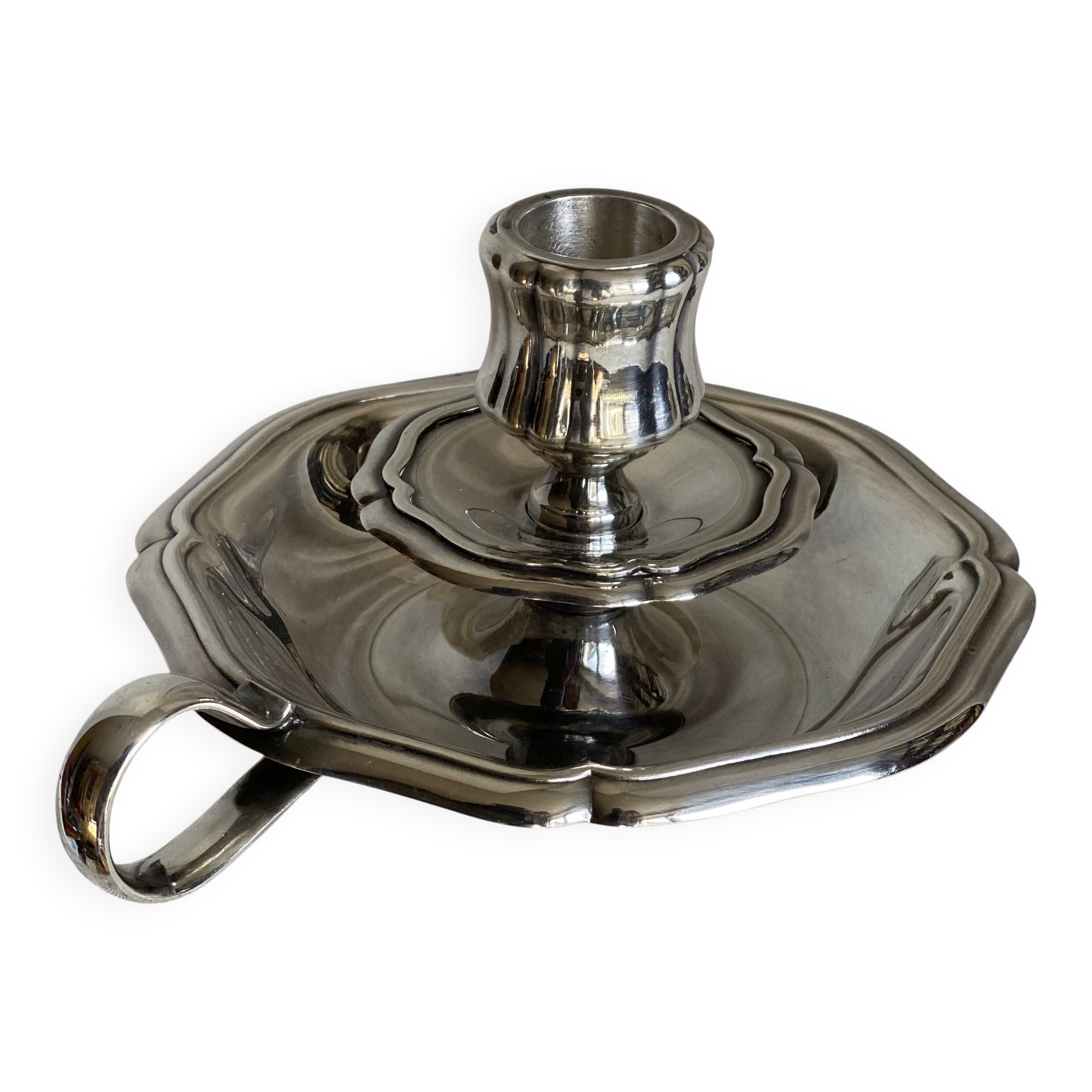 Silver-plated hand candlestick in the Louis XV style
