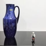 Handle vase West Germany 407-35 in vintage blue ceramic Scheurich 70'S