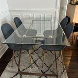 Glass table with brass structure - 6 people