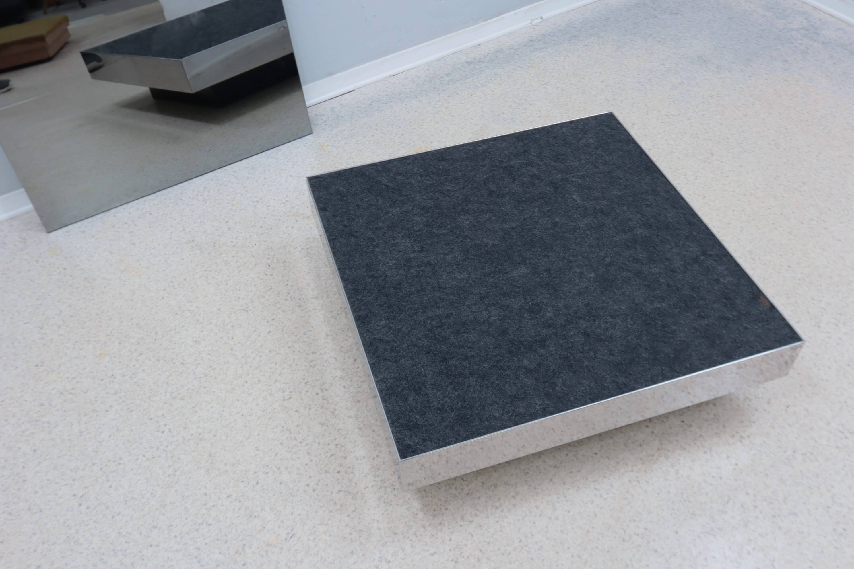 Mirrored glass low coffee table ny form 1960s