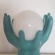 Ceramic and opaline lamp forming two hands, 1970s