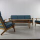 Complete danish design oakwood Hans Wegner lounge set