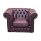 Fauteuil chesterfield en cuir rouge des années 1980