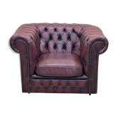 Chesterfield armchair in red leather from the 1980s
