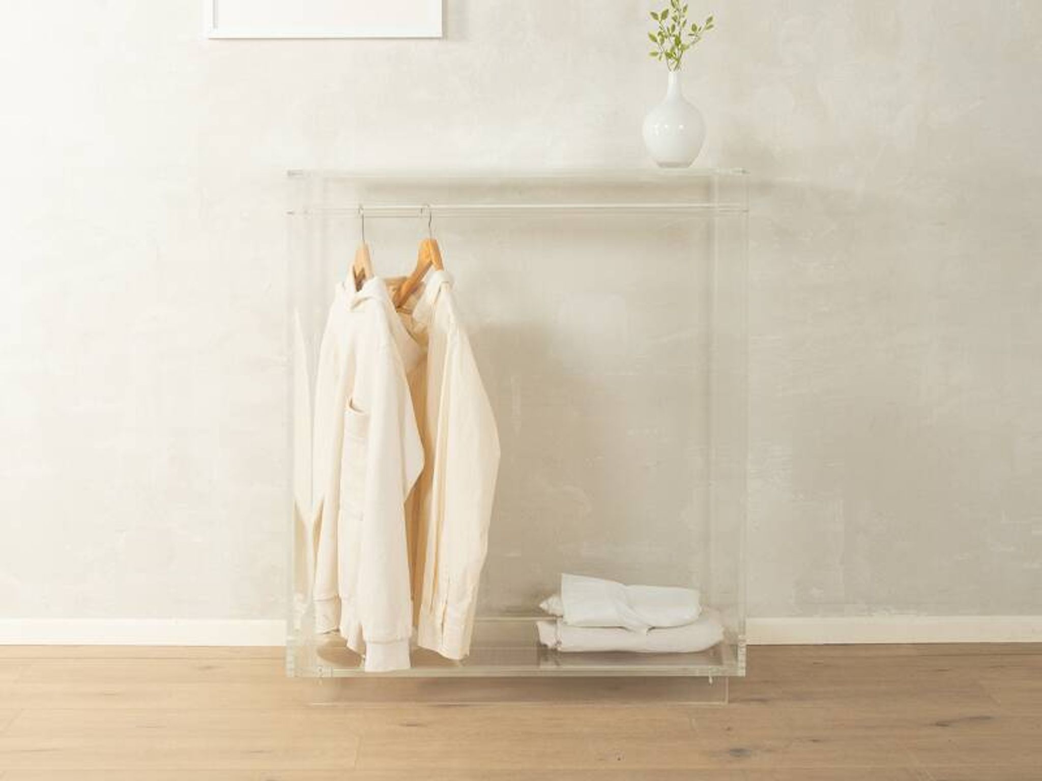Minimalist chest of drawers from the 1980s, acrylic glass, unique piece