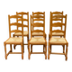 6 solid oak dining chairs with straw 105cm