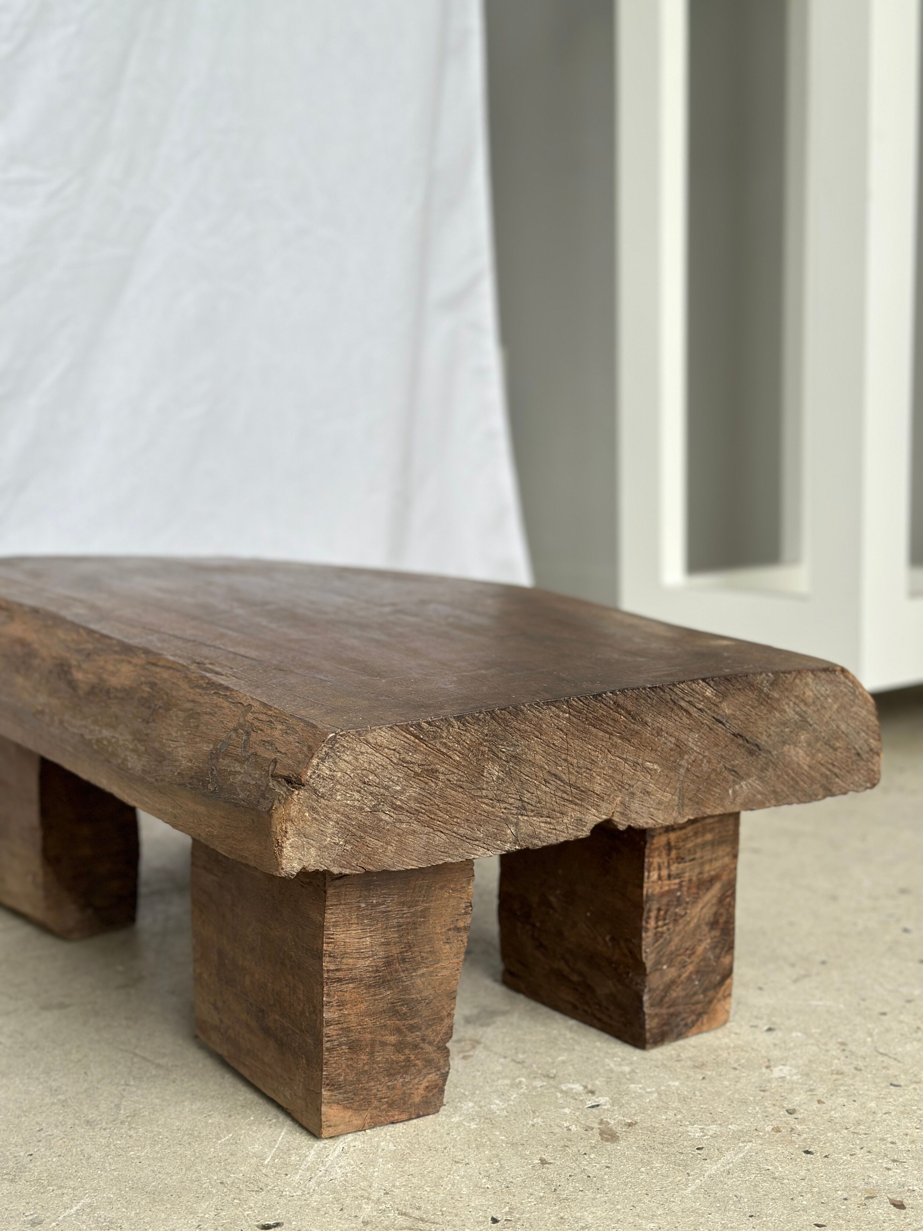 Asian solid wood quadripod brutalist coffee table H30 L81 l42