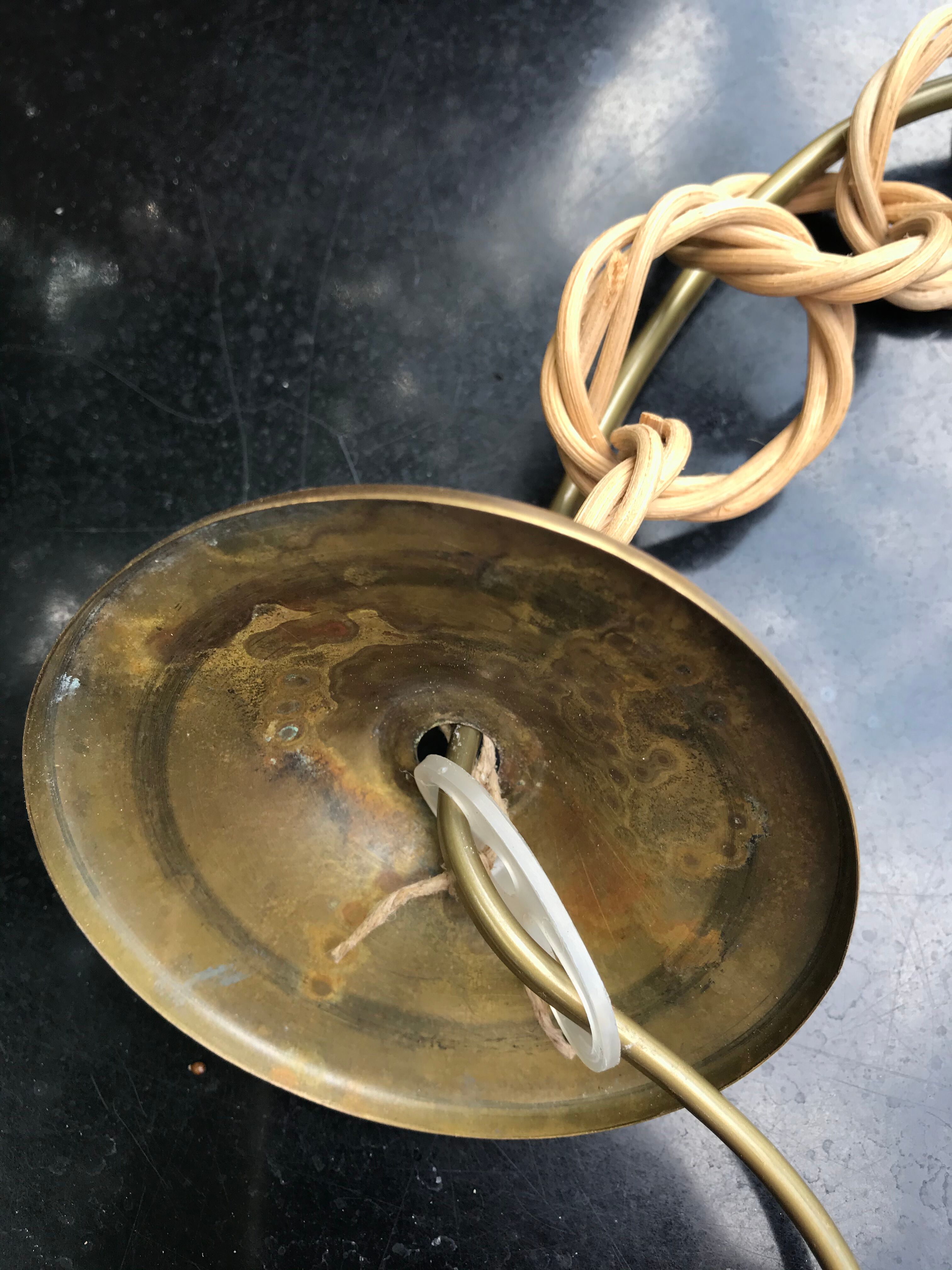 Vintage ball suspension rope and rattan