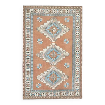 1970s Vintage Turkish Oushak Handmade Wool Cotton Brown Area Rug 160x254
