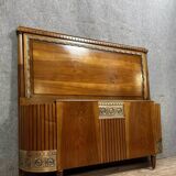 Art Deco period basket bed in walnut and chiseled bronze circa 1920