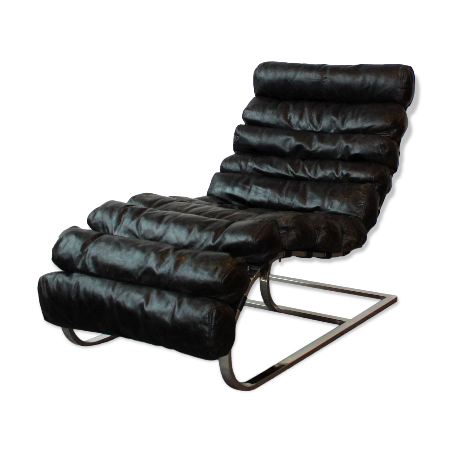 Metal and leather long chair 1970
