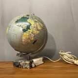 Luminous glass globe world map tripod maps Caride 1960